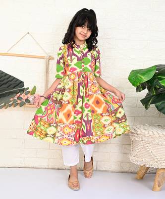 Multi color cotton printed kurta set 1