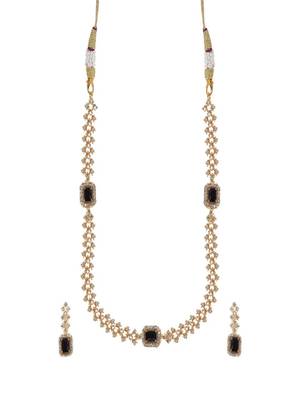 Black three stone american diamond necklace set 1