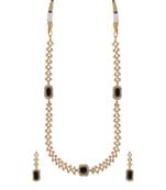 Black three stone american diamond necklace set