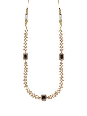 Black three stone american diamond necklace set 2