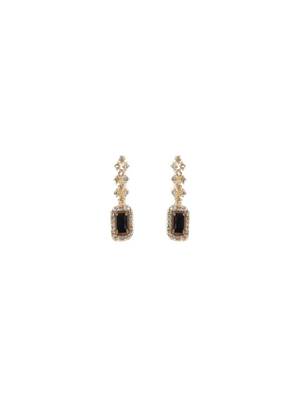 Black three stone american diamond necklace set 3