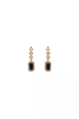 Black three stone american diamond necklace set