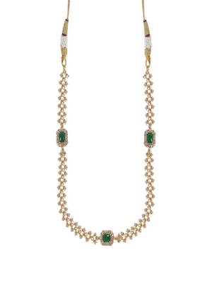 Green three stone american diamond necklace set 3