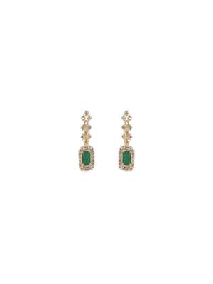 Green three stone american diamond necklace set 4
