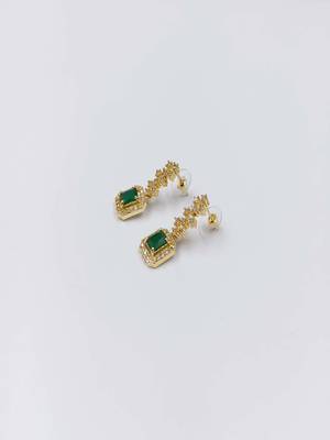 Green three stone american diamond necklace set 5