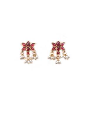 Red kemp studded lotus necklace se 4