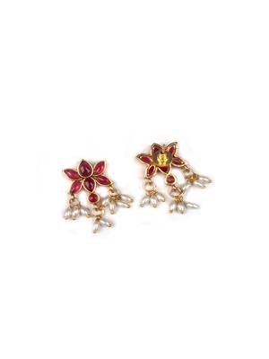 Red kemp studded lotus necklace se 5