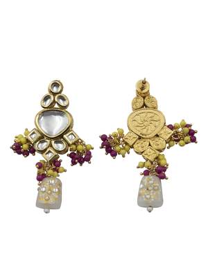 Exquisite grey kundan double layered necklace set 3
