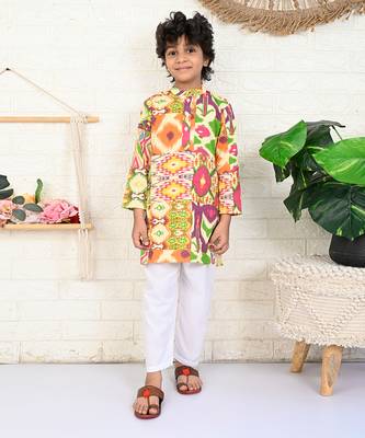 Multi color cotton printed kurta set 1