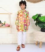 Multi color cotton printed kurta set