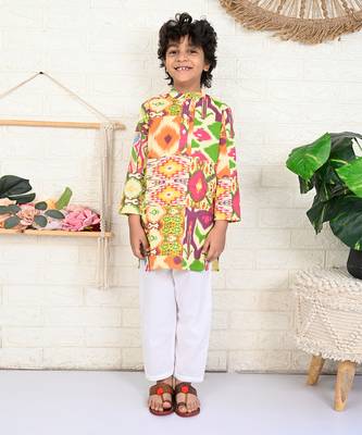 Multi color cotton printed kurta set 3