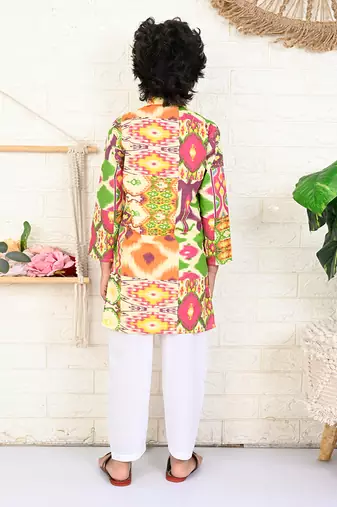 Multi color cotton printed kurta set