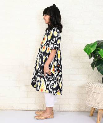 Black cotton printed kurta set 2