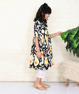 Black cotton printed kurta set 3