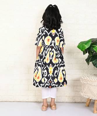 Black cotton printed kurta set 4