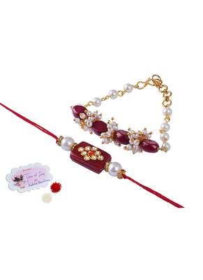 Handcrafted combo of colorful kundan stone rakhi for bhaiya,couple pair rakhi set with roli chawal for raksha bandhan 1