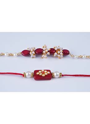 Handcrafted combo of colorful kundan stone rakhi for bhaiya,couple pair rakhi set with roli chawal for raksha bandhan 5