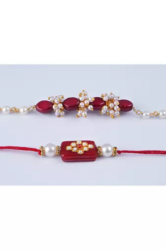 Handcrafted combo of colorful kundan stone rakhi for bhaiya,couple pair rakhi set with roli chawal for raksha bandhan