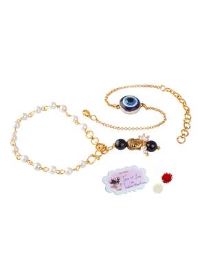 Combo of modern evil eye/buddha charm handcrafted bracelets for bhaiya-bhabhi, couple 1