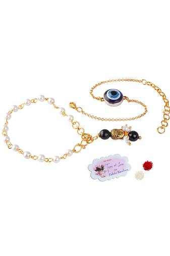Combo of modern evil eye/buddha charm handcrafted bracelets for bhaiya-bhabhi, couple
