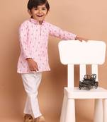 boy's  long sleeves printed short kurta suit