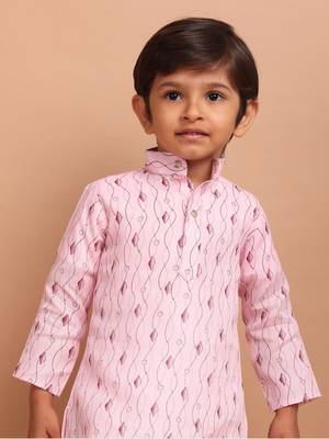 boy's  long sleeves printed short kurta suit 2