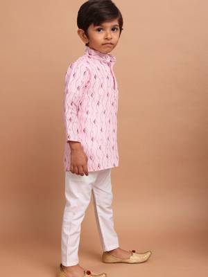 boy's  long sleeves printed short kurta suit 4