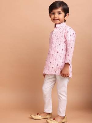 boy's  long sleeves printed short kurta suit 5