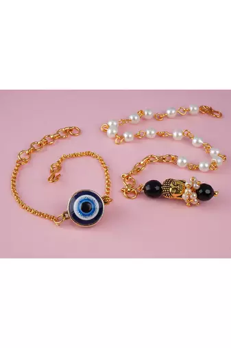 Combo of modern evil eye/buddha charm handcrafted bracelets for bhaiya-bhabhi, couple