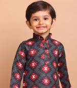 boys  cotton printed kurta suit - indeevar collection black