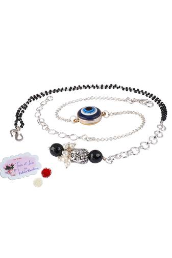 Combo of latest evil eye/buddha charm handcrafted bracelets for bhaiya-bhabhi, couple (adjustable).