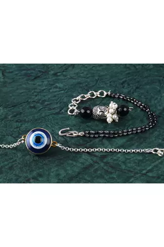 Combo of latest evil eye/buddha charm handcrafted bracelets for bhaiya-bhabhi, couple (adjustable).