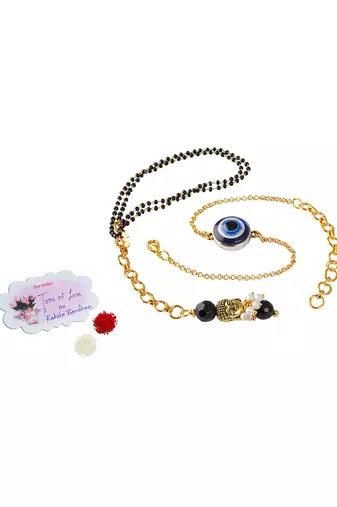 Combo of modern evil eye/buddha charm handcrafted bracelets for bhaiya-bhabhi, couple (adjustable).