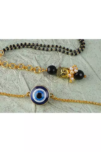 Combo of modern evil eye/buddha charm handcrafted bracelets for bhaiya-bhabhi, couple (adjustable).