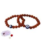 Combo of rudraksh bracelet rakhi set with evil eye for brother,couple pair modern rakhi with roli chawal