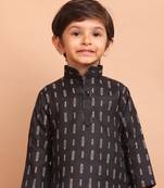boy's  long sleeves printed short kurta suit