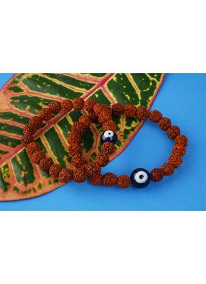 Combo of rudraksh bracelet rakhi set with evil eye for brother,couple pair modern rakhi with roli chawal 2