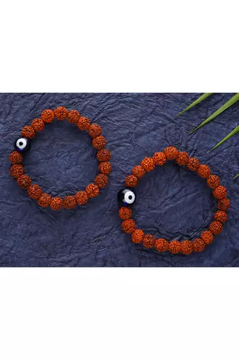 Combo of rudraksh bracelet rakhi set with evil eye for brother,couple pair modern rakhi with roli chawal