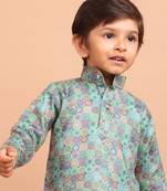 boys  cotton printed kurta suit - indeevar collection green