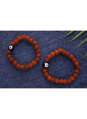 Combo of rudraksh bracelet rakhi set with evil eye for brother,couple pair modern rakhi with roli chawal 4