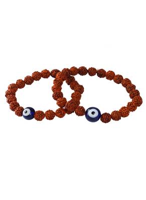 Combo of rudraksh bracelet rakhi set with evil eye for brother,couple pair modern rakhi with roli chawal 5