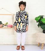 Black cotton printed kurta set