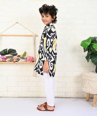 Black cotton printed kurta set 2