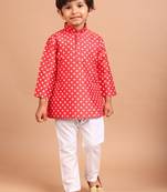 boys silk printed kurta top - jashn collection red