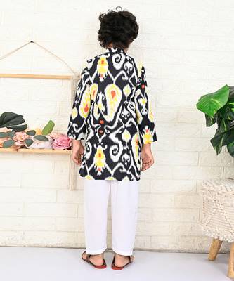Black cotton printed kurta set 4
