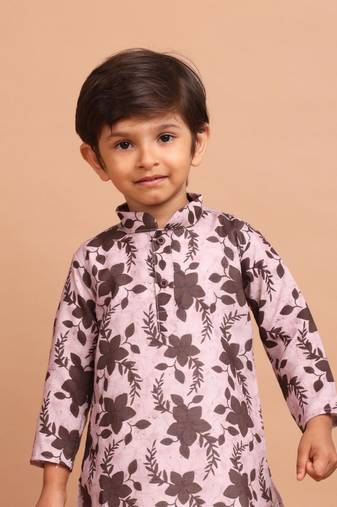 Coral peach benaras cotton indi print kurta suit-arsh collection