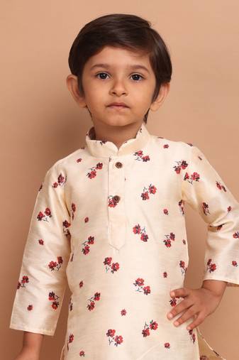 Butter cream benaras silk printed kurta suit-samar collection