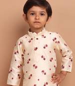 Butter cream benaras silk printed kurta suit-samar collection