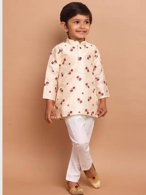 Butter cream benaras silk printed kurta suit-samar collection 2