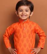 boy's  long sleeves printed short kurta dhoti  suit
